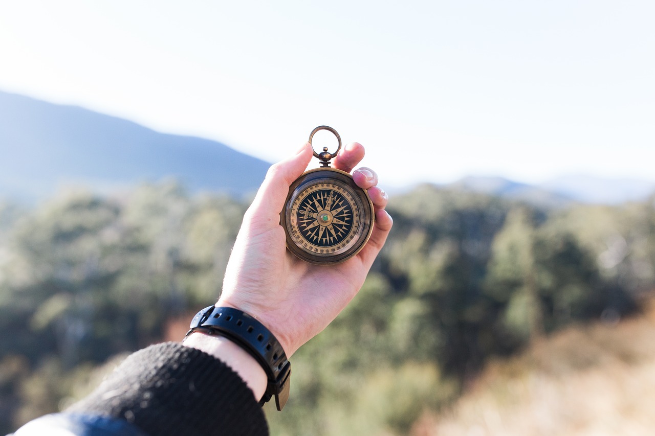 compass in hand