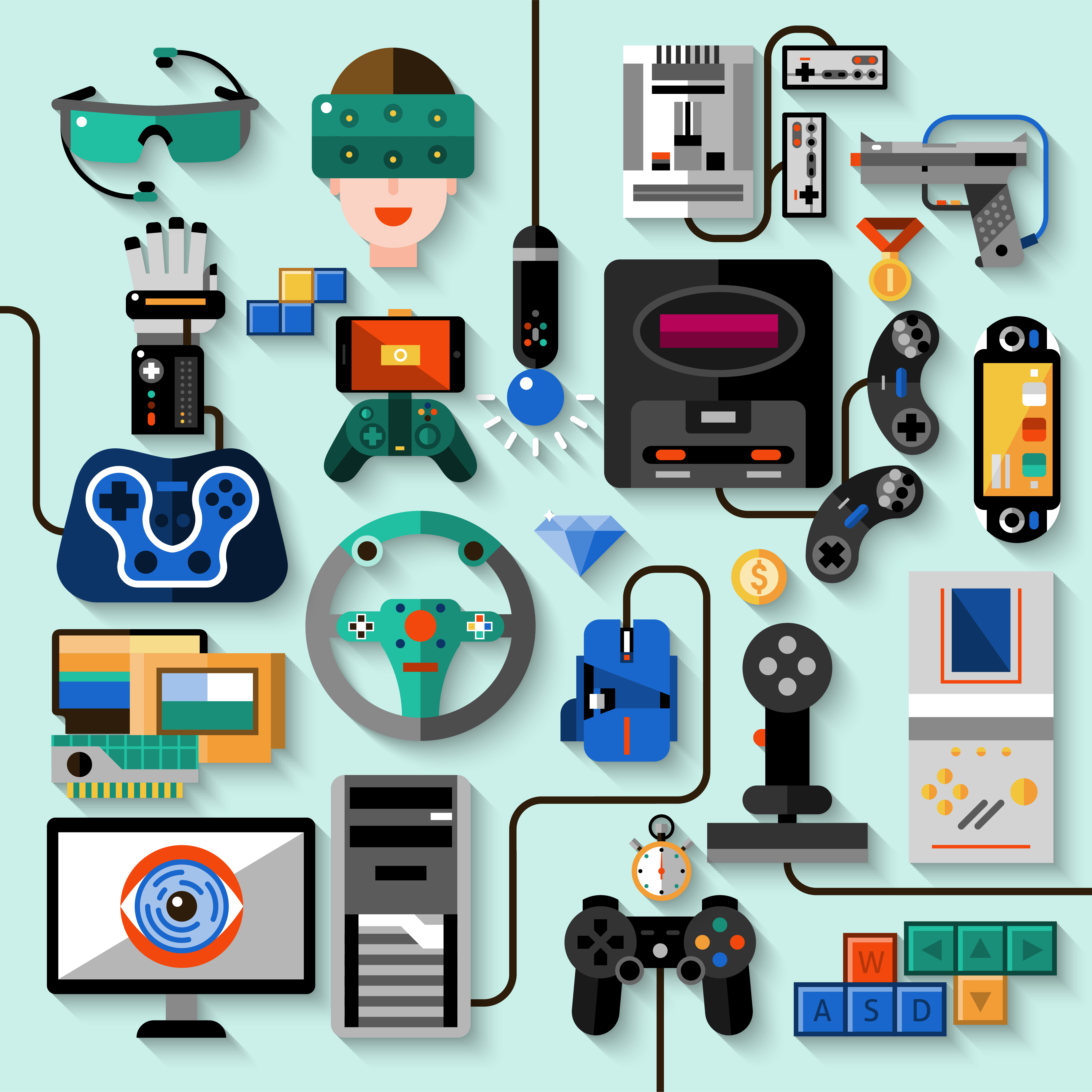 joysticks and game consoles